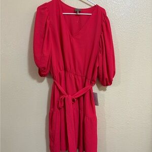 Chic Red Puff Sleeve Mini Dress